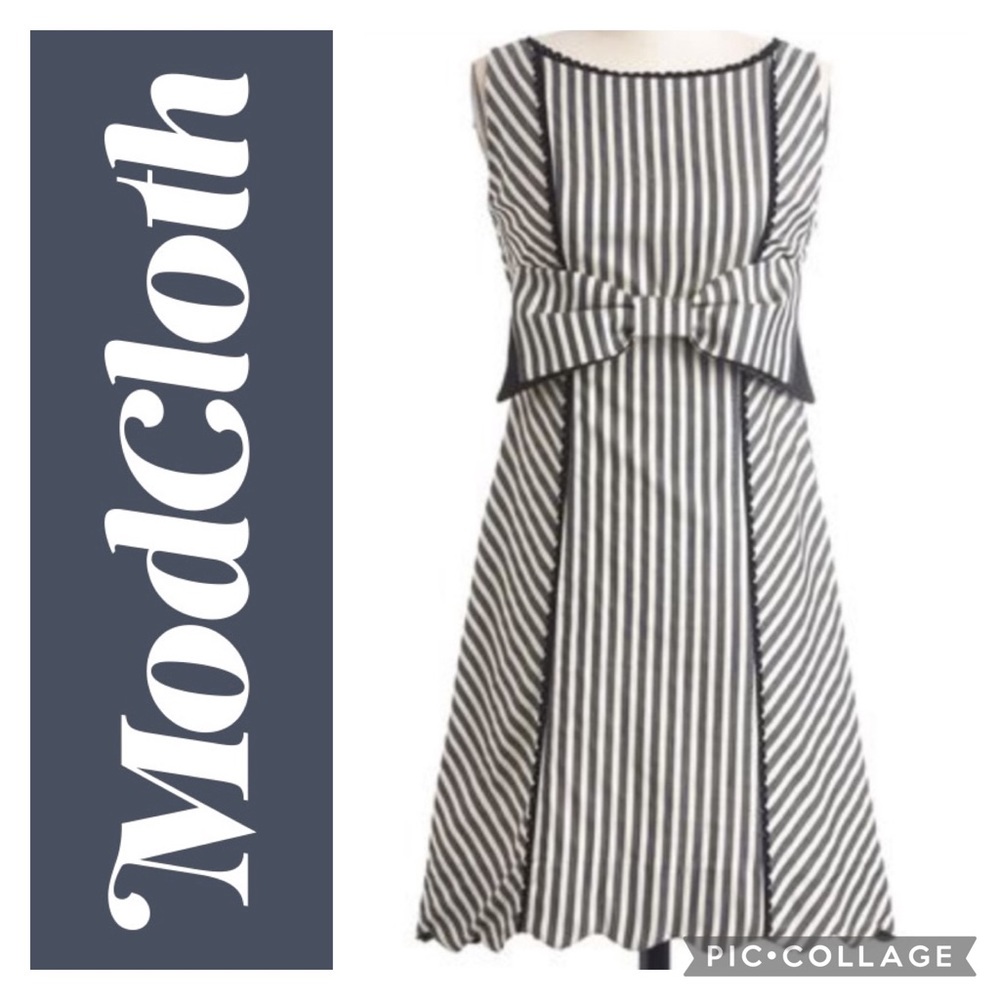 Modcloth Black and White Striped Dress